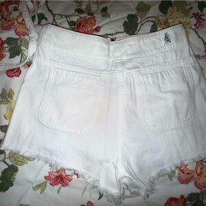 Altar'd State White High-Rise Frayed Hem Denim Shorts
